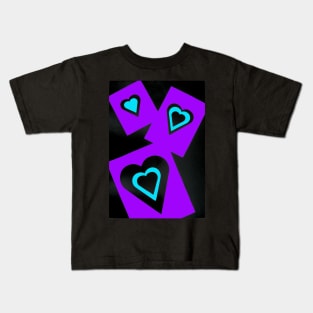 Hearts in Black Turquoise and Purple Var 4 Alternate Options Kids T-Shirt